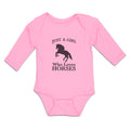 Long Sleeve Bodysuit Baby Just A Girl Who Loves Horses Silhouette Cotton