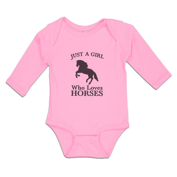 Long Sleeve Bodysuit Baby Just A Girl Who Loves Horses Silhouette Cotton