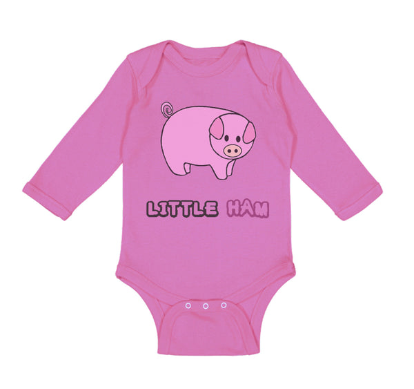 Long Sleeve Bodysuit Baby Pink Pig Saying Little Ham Farm Boy & Girl Clothes