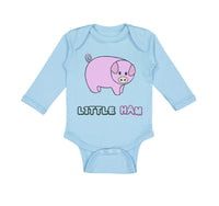 Long Sleeve Bodysuit Baby Pink Pig Saying Little Ham Farm Boy & Girl Clothes