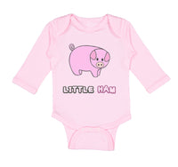 Long Sleeve Bodysuit Baby Pink Pig Saying Little Ham Farm Boy & Girl Clothes