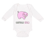 Long Sleeve Bodysuit Baby Pink Pig Saying Little Ham Farm Boy & Girl Clothes