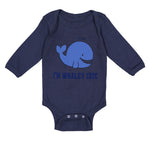 Long Sleeve Bodysuit Baby Blue Whale Saying I'M Whaley Cute Ocean Sea Life - Cute Rascals