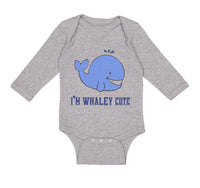 Long Sleeve Bodysuit Baby Blue Whale Saying I'M Whaley Cute Ocean Sea Life - Cute Rascals