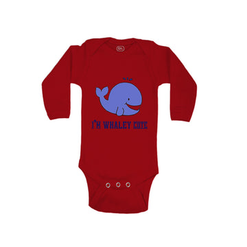 Long Sleeve Bodysuit Baby Blue Whale Saying I'M Whaley Cute Ocean Sea Life