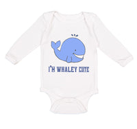 Long Sleeve Bodysuit Baby Blue Whale Saying I'M Whaley Cute Ocean Sea Life - Cute Rascals