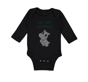 Long Sleeve Bodysuit Baby Baby Hippopotamus Hip Hip Hooray Hippo Cotton
