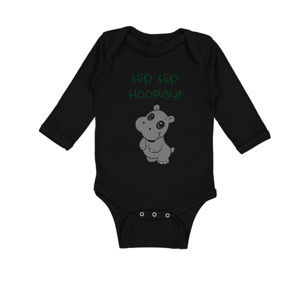 Long Sleeve Bodysuit Baby Baby Hippopotamus Hip Hip Hooray Hippo Cotton - Cute Rascals