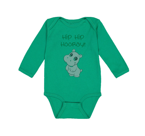 Long Sleeve Bodysuit Baby Baby Hippopotamus Hip Hip Hooray Hippo Cotton - Cute Rascals