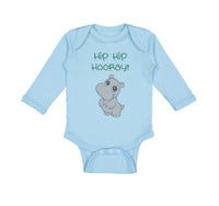 Long Sleeve Bodysuit Baby Baby Hippopotamus Hip Hip Hooray Hippo Cotton - Cute Rascals