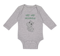 Long Sleeve Bodysuit Baby Baby Hippopotamus Hip Hip Hooray Hippo Cotton - Cute Rascals