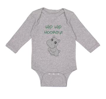 Long Sleeve Bodysuit Baby Baby Hippopotamus Hip Hip Hooray Hippo Cotton