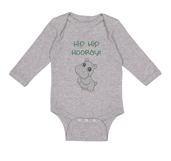 Long Sleeve Bodysuit Baby Baby Hippopotamus Hip Hip Hooray Hippo Cotton - Cute Rascals