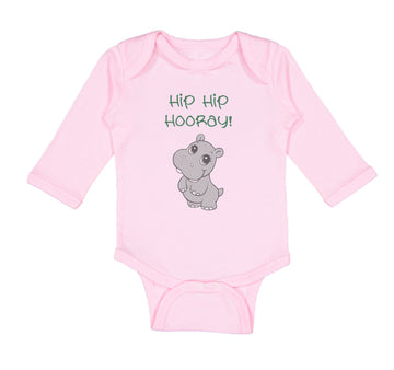 Long Sleeve Bodysuit Baby Baby Hippopotamus Hip Hip Hooray Hippo Cotton