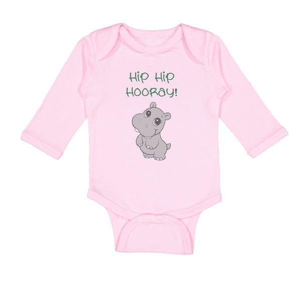 Long Sleeve Bodysuit Baby Baby Hippopotamus Hip Hip Hooray Hippo Cotton - Cute Rascals