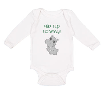 Long Sleeve Bodysuit Baby Baby Hippopotamus Hip Hip Hooray Hippo Cotton