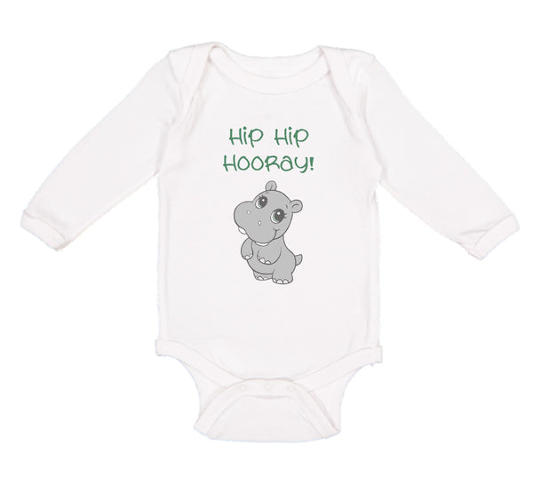 Long Sleeve Bodysuit Baby Baby Hippopotamus Hip Hip Hooray Hippo Cotton - Cute Rascals