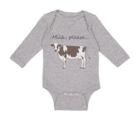 Long Sleeve Bodysuit Baby Milk Please Cow Farm Boy & Girl Clothes Cotton