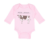 Long Sleeve Bodysuit Baby Milk Please Cow Farm Boy & Girl Clothes Cotton