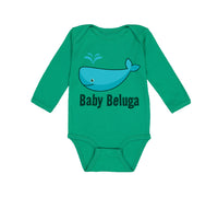 Long Sleeve Bodysuit Baby Baby Beluga Blue Whale Ocean Sea Life Cotton - Cute Rascals
