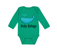 Long Sleeve Bodysuit Baby Baby Beluga Blue Whale Ocean Sea Life Cotton - Cute Rascals