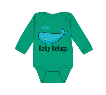 Long Sleeve Bodysuit Baby Baby Beluga Blue Whale Ocean Sea Life Cotton