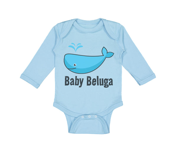 Long Sleeve Bodysuit Baby Baby Beluga Blue Whale Ocean Sea Life Cotton - Cute Rascals