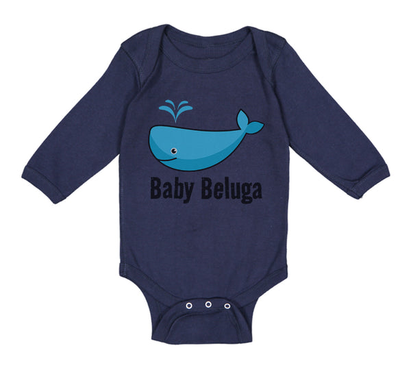 Long Sleeve Bodysuit Baby Baby Beluga Blue Whale Ocean Sea Life Cotton - Cute Rascals