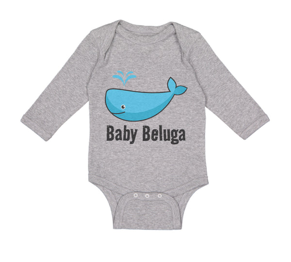 Long Sleeve Bodysuit Baby Baby Beluga Blue Whale Ocean Sea Life Cotton - Cute Rascals