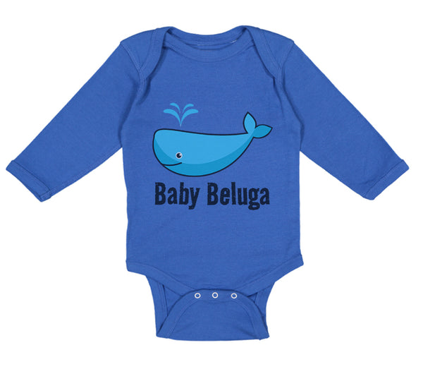 Long Sleeve Bodysuit Baby Baby Beluga Blue Whale Ocean Sea Life Cotton - Cute Rascals