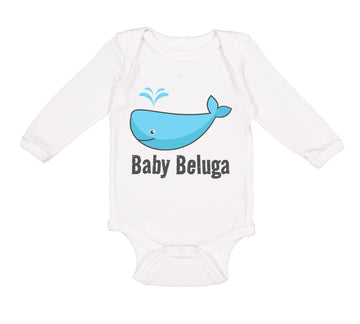Long Sleeve Bodysuit Baby Baby Beluga Blue Whale Ocean Sea Life Cotton