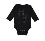 Long Sleeve Bodysuit Baby Cat Mom Dad White Sits Boy & Girl Clothes Cotton - Cute Rascals