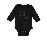 Long Sleeve Bodysuit Baby Cat Mom Dad White Sits Boy & Girl Clothes Cotton - Cute Rascals