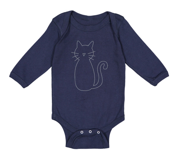 Long Sleeve Bodysuit Baby Cat Mom Dad White Sits Boy & Girl Clothes Cotton - Cute Rascals