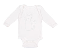 Long Sleeve Bodysuit Baby Cat Mom Dad White Sits Boy & Girl Clothes Cotton - Cute Rascals