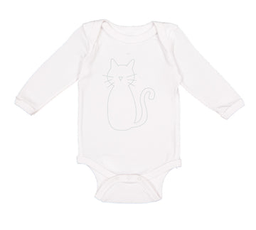 Long Sleeve Bodysuit Baby Cat Mom Dad White Sits Boy & Girl Clothes Cotton