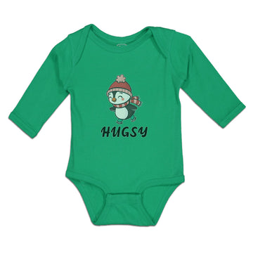 Long Sleeve Bodysuit Baby Cute Hugsy Penguin on Scarf and Cap Ice Skating Sport