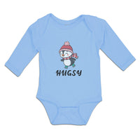 Long Sleeve Bodysuit Baby Cute Hugsy Penguin on Scarf and Cap Ice Skating Sport - Cute Rascals