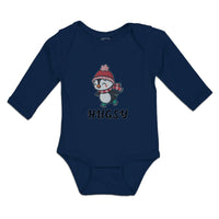 Long Sleeve Bodysuit Baby Cute Hugsy Penguin on Scarf and Cap Ice Skating Sport - Cute Rascals