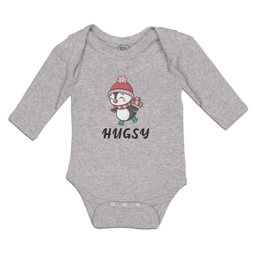 Long Sleeve Bodysuit Baby Cute Hugsy Penguin on Scarf and Cap Ice Skating Sport