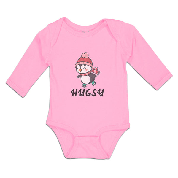 Long Sleeve Bodysuit Baby Cute Hugsy Penguin on Scarf and Cap Ice Skating Sport - Cute Rascals