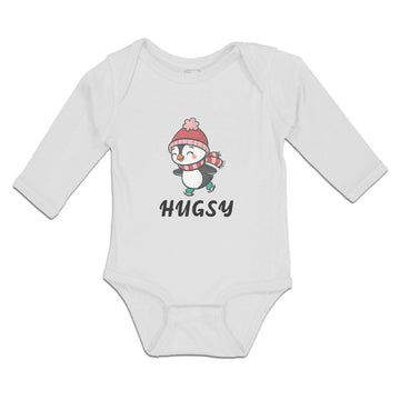 Long Sleeve Bodysuit Baby Cute Hugsy Penguin on Scarf and Cap Ice Skating Sport