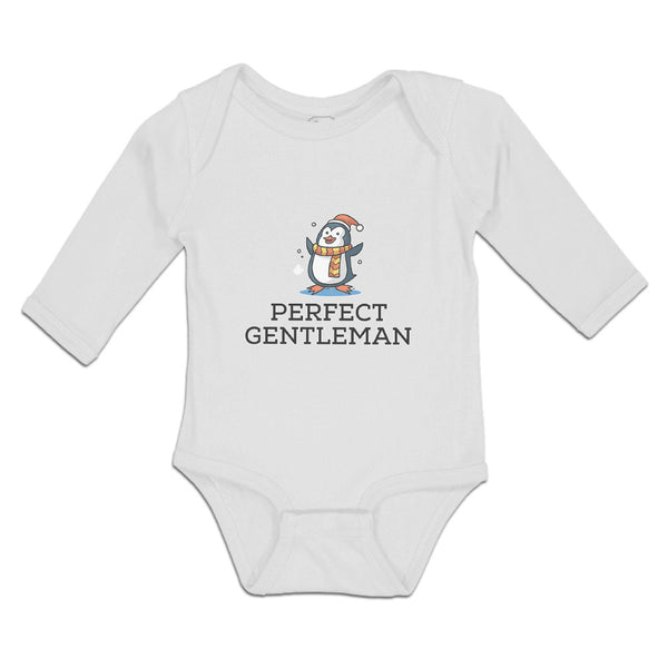 Long Sleeve Bodysuit Baby Gentleman Penguin Waterbird Costume Scarf Cotton - Cute Rascals