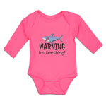 Long Sleeve Bodysuit Baby Warning I'M Teething! Shark Humour Marine Fish Cotton