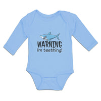 Long Sleeve Bodysuit Baby Warning I'M Teething! Shark Humour Marine Fish Cotton