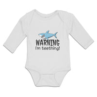 Long Sleeve Bodysuit Baby Warning I'M Teething! Shark Humour Marine Fish Cotton