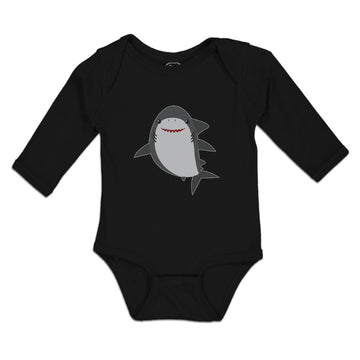 Long Sleeve Bodysuit Baby Marine Fish Shark and Toothlike Scale Cotton