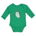 Long Sleeve Bodysuit Baby Marine Fish Shark and Toothlike Scale Cotton