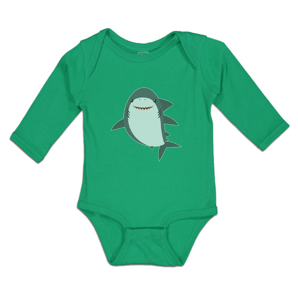 Long Sleeve Bodysuit Baby Marine Fish Shark and Toothlike Scale Cotton