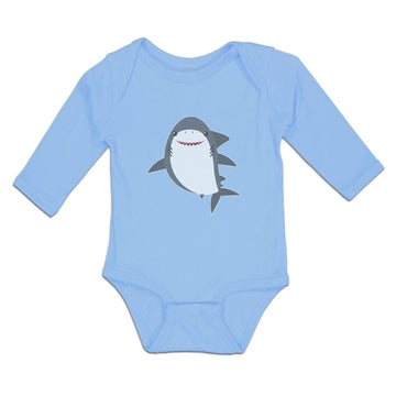 Long Sleeve Bodysuit Baby Marine Fish Shark and Toothlike Scale Cotton